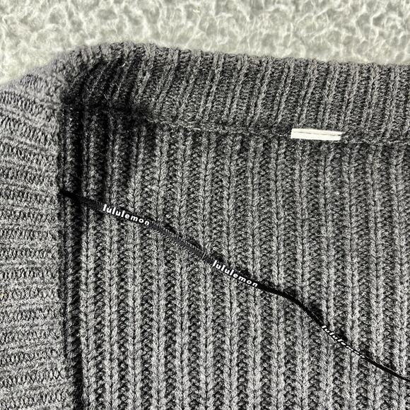 Lululemon Sit In Peace Cardigan Heathered Charcoal Grey Ribbed Open Front 6 - Picture 2 of 6